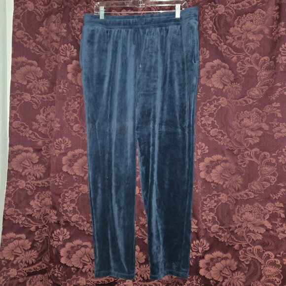 Cuddl Duds Velour Pants Large Slate Blue - Picture 1 of 6